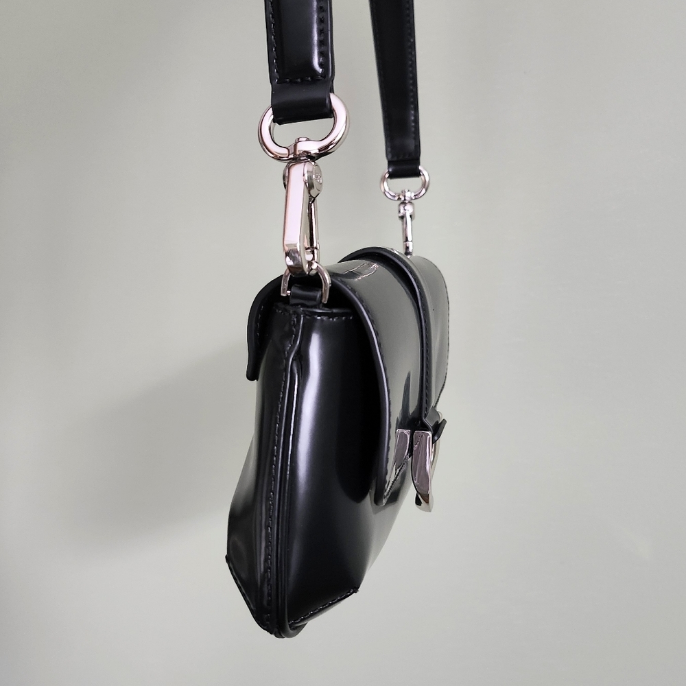 Charles & Keith Gabine Leather Elongated Shoulder Bag in Black - Picture 4 of 9
